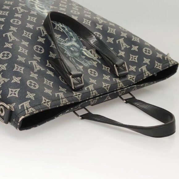 LOUIS VUITTON Monogram Savanna Tote Bag Black M54127 LV Auth BA2200 - Picture 9 of 14